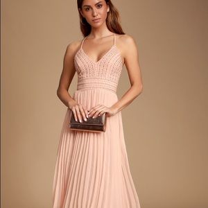 Lulu’s Delilah Blush Pink Midi Dress size Small